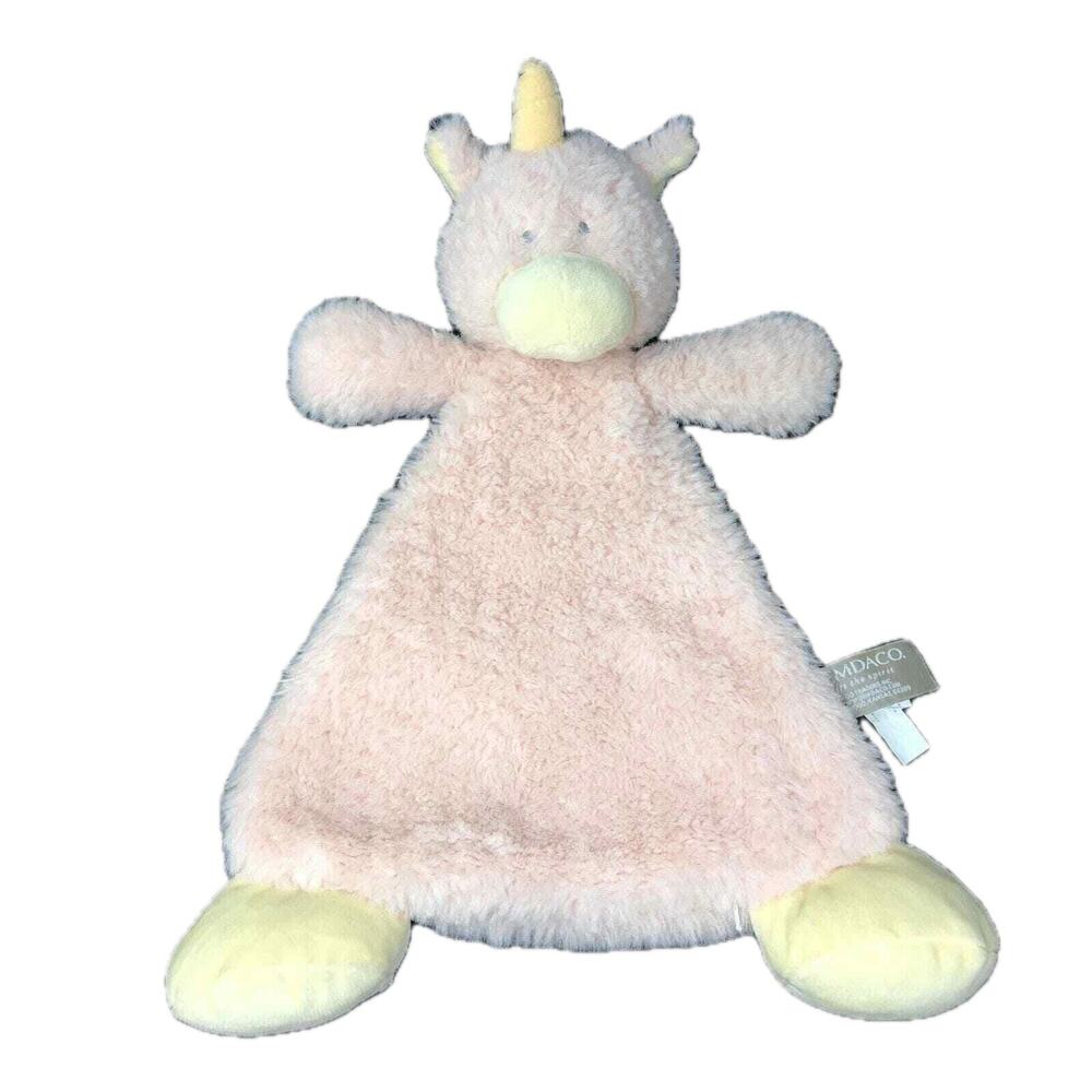 Nat Jules Unicorn Lovey‎ Rattle Pink Plush Toy 13" Baby Security Blanket Demdaco